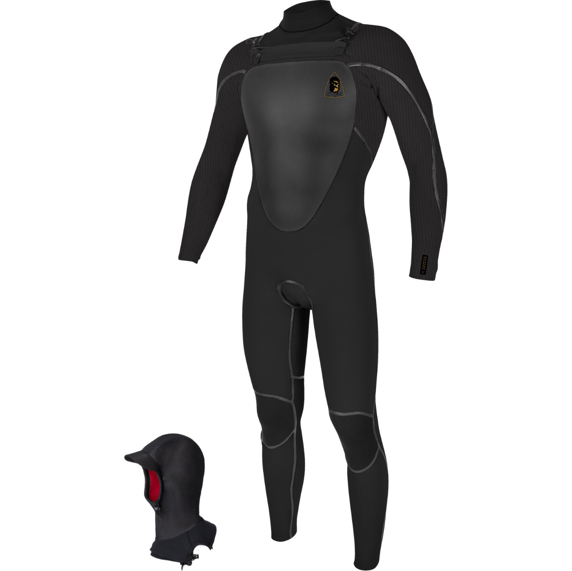 2025 O'Neill Mens Mutant Legend 5/4mm Chest Zip Hooded Wetsuit 5369 - Black / Tempered Steel